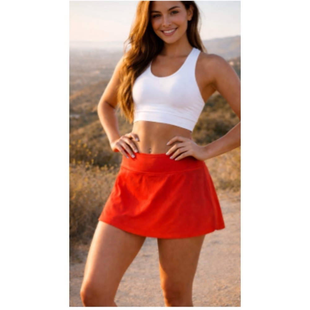Nike Drifit Red Orange Ombre Mini Skirt Skort Athletic Tennis Pickleball Skirt L